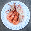 Fresh grilled shrimps served Royalty Free Stock Photo