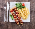 Fresh grilled Skewer with french fries