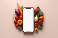 Fresh Groceries at Your Fingertips: Smartphone with Blank Screen.