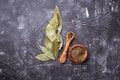 Fresh, ground and dried bay leaf Royalty Free Stock Photo