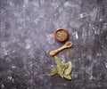 Fresh, ground and dried bay leaf Royalty Free Stock Photo