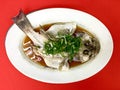 Fresh Grouper fish steamed in soy sauce