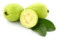 Fresh guava with cut half on white background, decorate