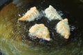 Fresh Gyoza fried in a pan