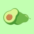 Fresh half avocado isolated on white background. Organic food. Cartoon style. Vector illustration for design Royalty Free Stock Photo