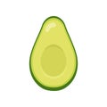 Fresh half avocado isolated on white background. Organic food. Cartoon style. Vector illustration for design. Royalty Free Stock Photo