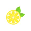 Fresh half cut lemon fruit vector icon isolated on the background