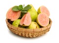 Two halves pink guava Royalty Free Stock Photo