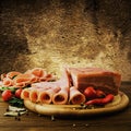 Fresh ham slices with lattuce and cherry tomato Royalty Free Stock Photo