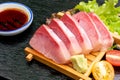 Fresh Hamaji Raw Sashimi with soy sauce