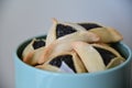 Fresh Hamantash cookies in a jar