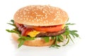 A fresh hamburger with cheese and salad Royalty Free Stock Photo