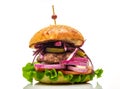 Fresh hamburger isolated on white background. Royalty Free Stock Photo