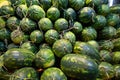 Fresh harverst of watermelons on a stall Royalty Free Stock Photo