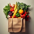 Fresh Harvest: Nature's Bounty in a Paper Shopping Bag. AI Royalty Free Stock Photo