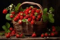 Fresh harvest of strawberries in a basket