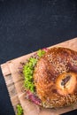 Fresh healthy bagel, border background