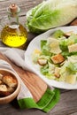 Fresh healthy caesar salad cooking