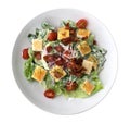 Fresh healthy caesar salad top view solated on white background, clipping path included Royalty Free Stock Photo