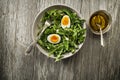 Dandelion salad with eggs