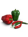 Fresh, healthy, delicious looking bell peppers and chili Royalty Free Stock Photo