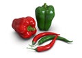 Fresh, healthy, delicious looking bell peppers and chili Royalty Free Stock Photo