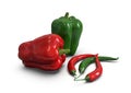 Fresh, healthy, delicious looking bell peppers and chili Royalty Free Stock Photo