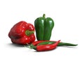 Fresh, healthy, delicious looking bell peppers and chili Royalty Free Stock Photo