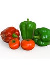 Fresh, healthy, delicious looking bell peppers and tomato Royalty Free Stock Photo