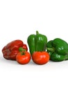 Fresh, healthy, delicious looking bell peppers and tomato Royalty Free Stock Photo