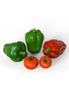 Fresh, healthy, delicious looking bell peppers and tomato Royalty Free Stock Photo