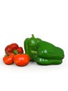 Fresh, healthy, delicious looking bell peppers and tomato Royalty Free Stock Photo