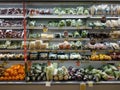 Fresh healthy fruits and vegetables on supermarket