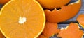Fresh healthy, juicy half orange tangerine