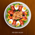 Fresh and Healthy Nicoise Saladon wooden background