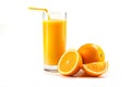 Fresh healthy orange juice and slices of oranges