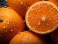 Fresh healthy and organic oranges with drops of water. Royalty Free Stock Photo