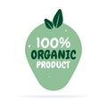 Fresh healthy organic vegan food badge. Vector hand drawn illustration. Vegetarian eco green concept Royalty Free Stock Photo