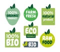 Fresh healthy organic vegan food logo labels and tags. Vector hand drawn illustration. Vegetarian eco green concept Royalty Free Stock Photo