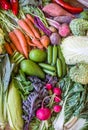 Fresh and healthy organic vegetables and fruits display . top view Royalty Free Stock Photo