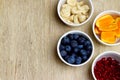 Fresh healthy fruit in bowls