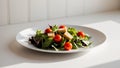 Fresh Healthy Salad with Mixed Greens and Cherry Tomatoes on Plate. Royalty Free Stock Photo