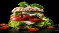 Healthy Sandwich Meal on Black Background Studio generated by AI tool