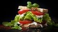 Healthy Sandwich Meal on Black Background Studio generated by AI tool