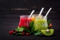 Fresh healthy smoothies from different berries Royalty Free Stock Photo