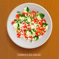 Fresh and Healthy Tabbouleh Salad on wooden background