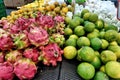 Fresh healthy tropical fruits on local farmer agricultural market in Indonesia Royalty Free Stock Photo