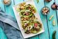 Turkey taco lettuce wraps on a platter, ready for serving. Royalty Free Stock Photo
