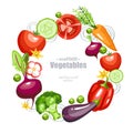 Fresh healthy vegetables background round