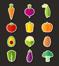 Fresh healthy vegetables flat style organic icons Royalty Free Stock Photo